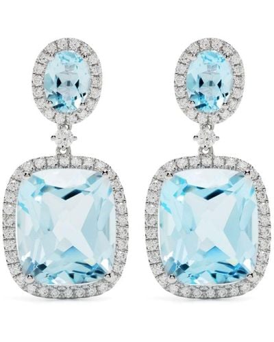 Kiki McDonough 18kt White Gold Signatures Diamond And Topaz Earrings - Blue