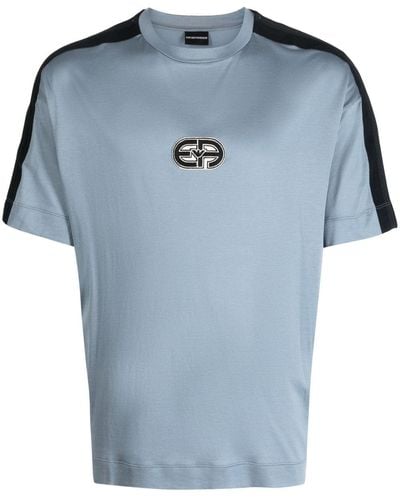 Emporio Armani T-shirt colour block à logo imprimé - Bleu