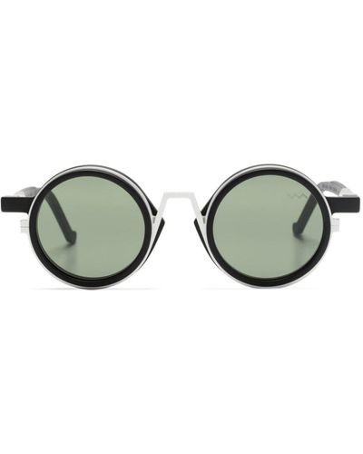 VAVA Eyewear Metal-brow Bar Round-frame Sunglasses - Black