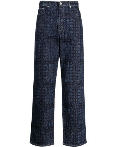PS by Paul Smith Straight Jeans Met Print - Blauw