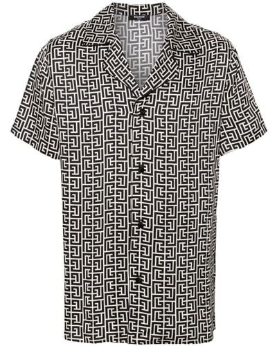 Balmain Overhemd Met Monogramprint - Zwart