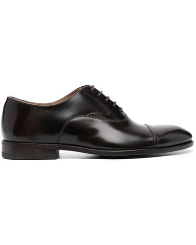 Henderson Almond-toe Leather Derby Shoes - Black