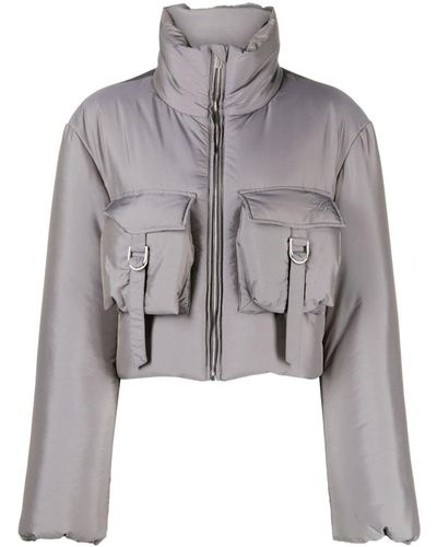 Blumarine Cropped Padded Jacket - Gray