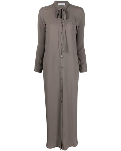 Societe Anonyme Bow-detail Buttoned Shirt Dress - Grey