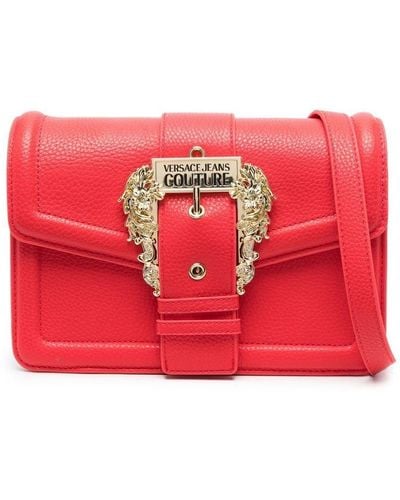 Versace Logo-buckle Satchel Bag - Red