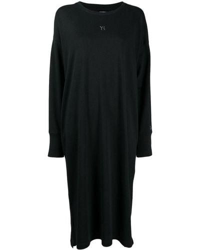 Y's Yohji Yamamoto Embroidered-logo Cotton Dress - Black