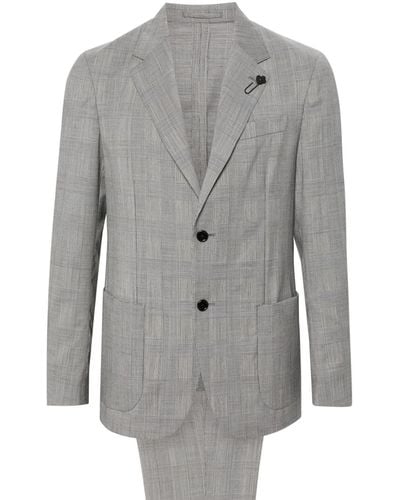 Lardini Prince Of Wales Wool Suit - Grey