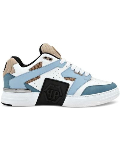 Philipp Plein Baskets Mix à patch logo - Bleu