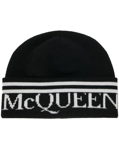 Alexander McQueen Alexander Mc Queen Intarsia-logo Knitted Beanie - Black