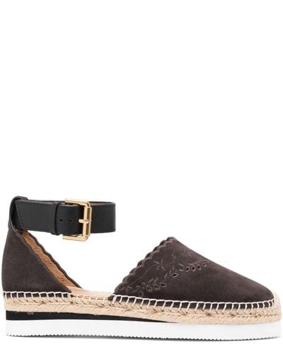 See By Chloé Buckled-ankle Suede Espadrilles - Grey