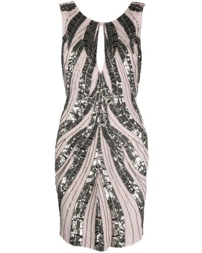 Roberto Cavalli Seidenkleid mit Pailletten - Grau