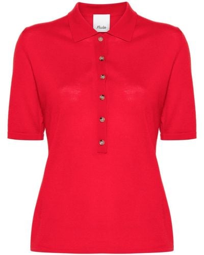 Allude Fine-knit Polo Shirt - Red