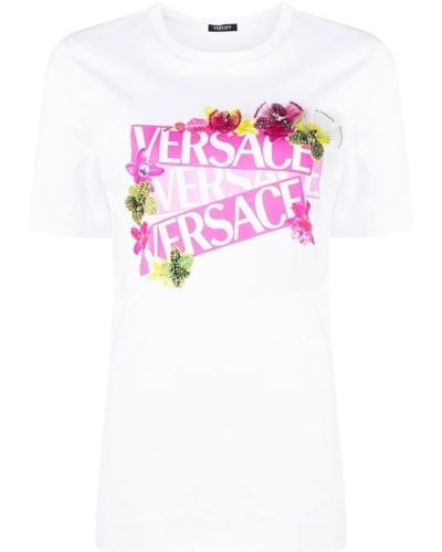 Versace T-shirt Met Logoprint - Roze
