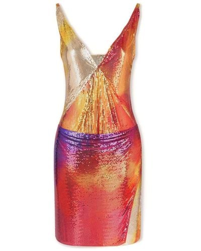 Rabanne Mini-jurk Met V-hals - Rood