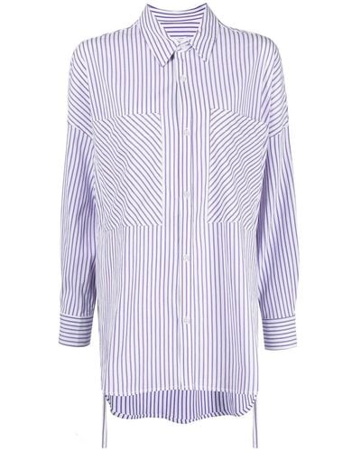 Izzue Ruched Striped Shirt - Purple
