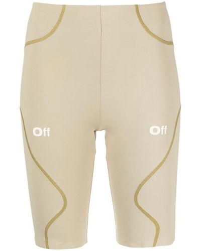 Off-White c/o Virgil Abloh Logo-print Biker Shorts - Natural