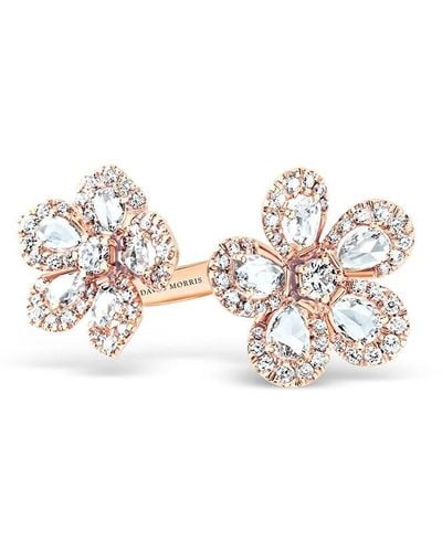 David Morris 18kt Rose Gold Diamond Miss Daisy Double Flower Ring - White