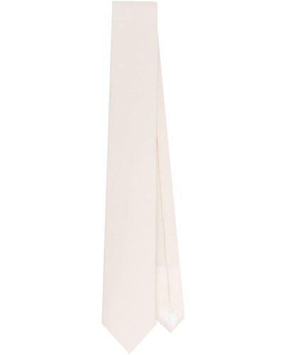 Saint Laurent Pointed-Tip Faille Tie - White