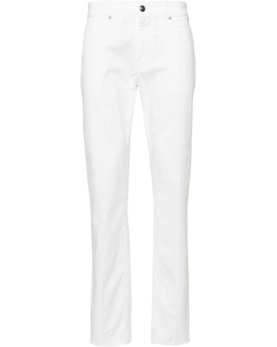 Fay Tapered-leg Cotton Trousers - White