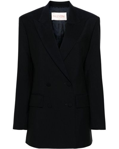 Valentino Garavani Blazer croisé à revers pointus - Noir