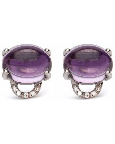 Maviada 18kt White Gold Marmaris Amethyst Diamond Stud Earrings - Purple