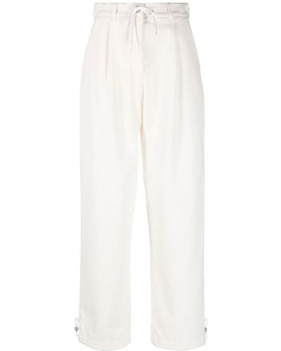 Emporio Armani Pantalon fuselé en velours côtelé - Blanc