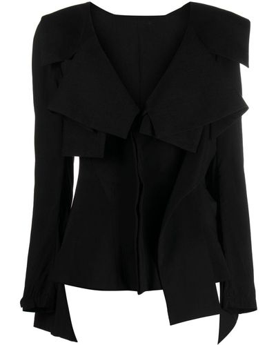 Yohji Yamamoto Asymmetric-design Silk Blouse - Black