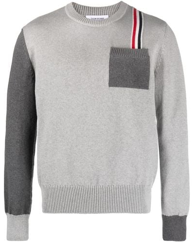 Thom Browne Funmix Rwb-stripe Intarsia Sweater - Grey