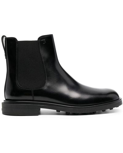 Tod's Elasticated Leather Ankle Boots - Black