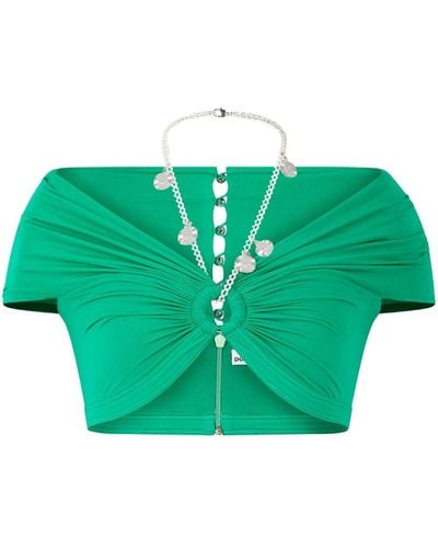 Rabanne Bra Top With Chain Detail - Green