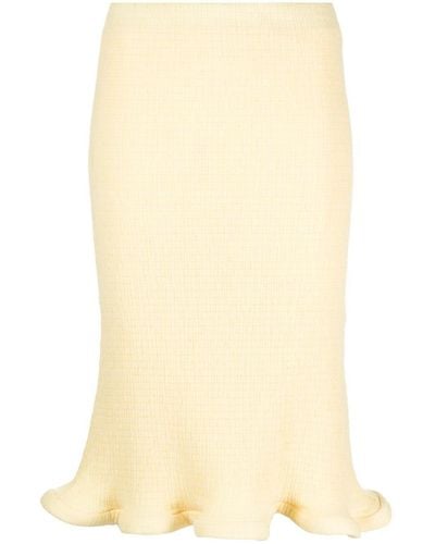 Jil Sander Ruffled Cotton-gaufré Midi Skirt - Natural