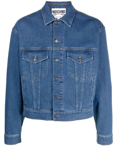 Moschino Veste en jean à logo brodé - Bleu