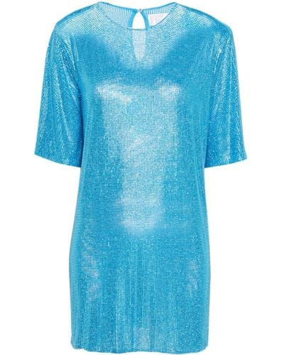 GIUSEPPE DI MORABITO Crystal-embellished T-shirt Dress - Blue