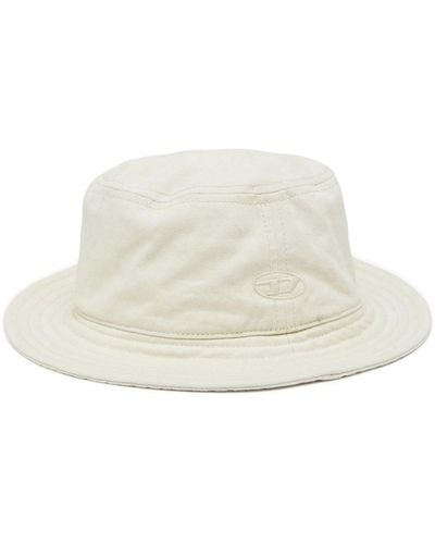 DIESEL Bucket Hat With Tonal Logo Embroidery - White