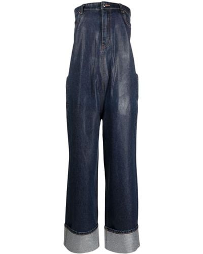 Alexander Wang Combinaison en jean à design sans bretelles - Bleu