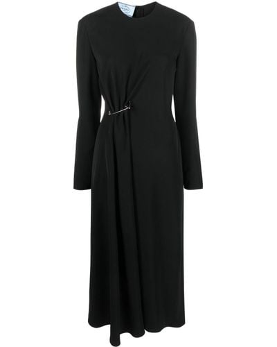 Prada Gesmockte Midi-jurk - Zwart