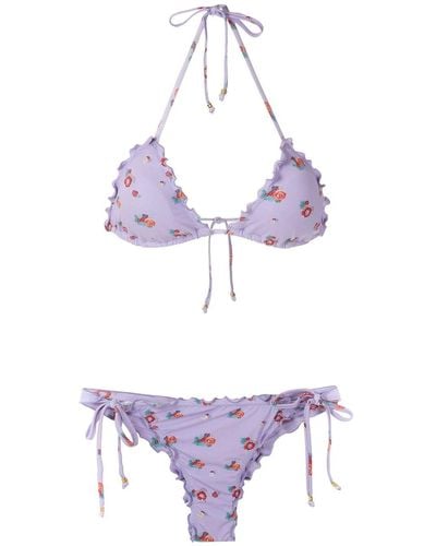 Amir Slama Printed Bikini Set - Purple
