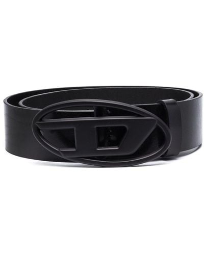 DIESEL Cinturón con hebilla del logo 1DR - Negro