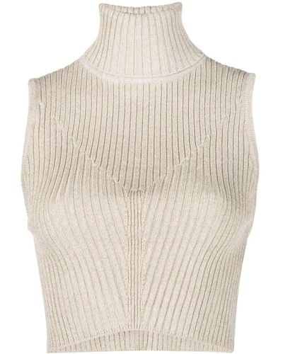 Forte Forte Roll-neck Ribbed-knit Top - White