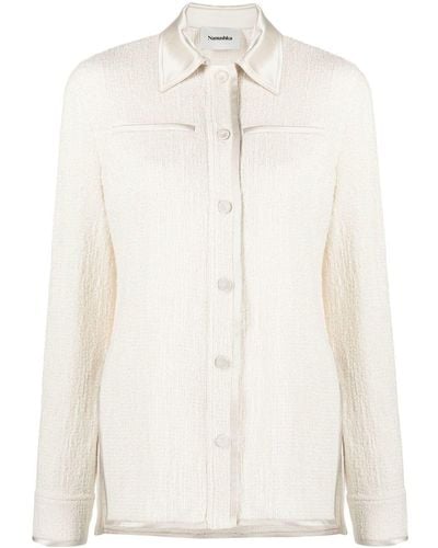 Nanushka Satin-collar Long-sleeved Shirt - White