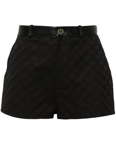 Gucci Shorts Met Leren Afwerking - Zwart
