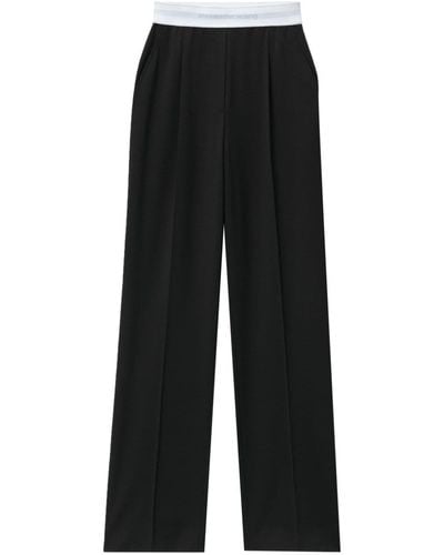 Alexander Wang Pleat-detail Logo-waistband Trousers - Black