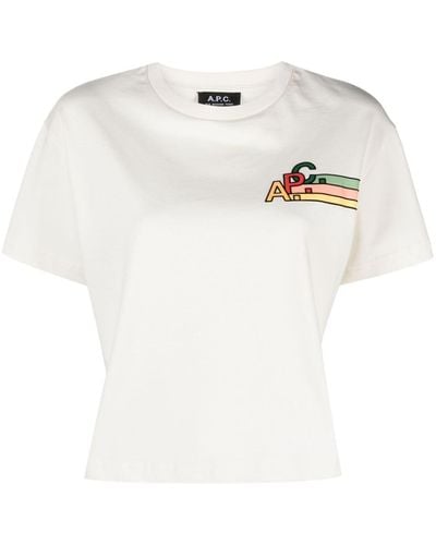 A.P.C. Camiseta con logo bordado - Blanco