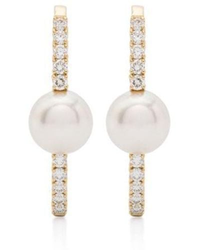Mizuki 18kt Yellow Gold Akoya Pearl And Diamond Earrings - White