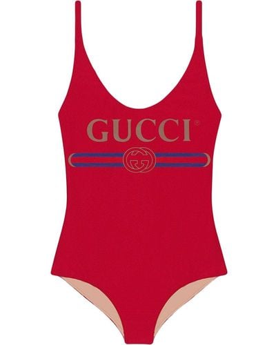 Gucci Sparkling Swimsuit With Logo - Red
