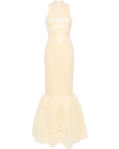 ROTATE BIRGER CHRISTENSEN Sequined Sleeveless Maxi Dress - White