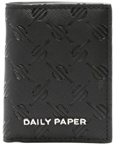 Daily Paper Cartera plegable con placa del logo - Negro