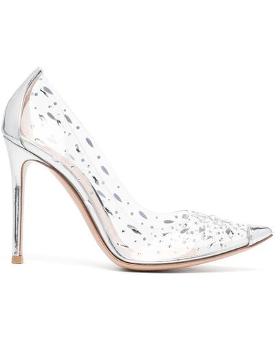 Gianvito Rossi Halley 105mm Crystal-embellished Pumps - White