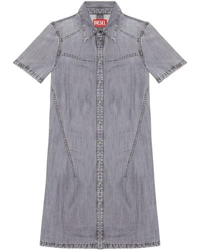 DIESEL De-shirty Buttoned Shirtdress - Gray