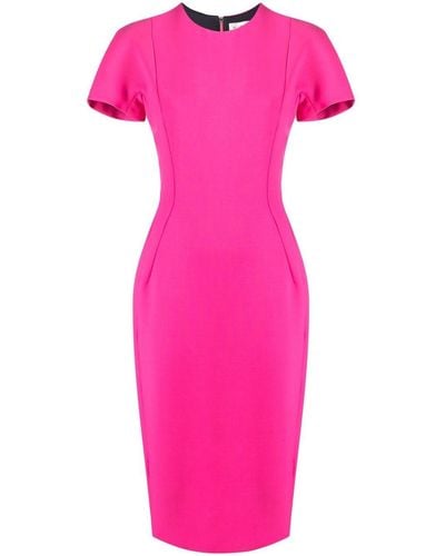 Victoria Beckham Short-sleeve Tailored Midi Dress - Pink